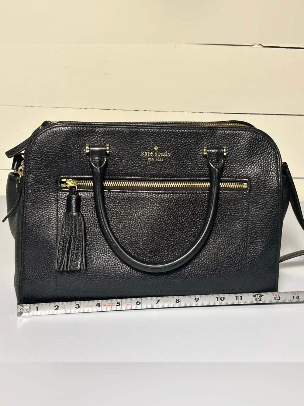 Kate Spade Chester Street Black Pebbled Leather Satchel with Tassel Zip